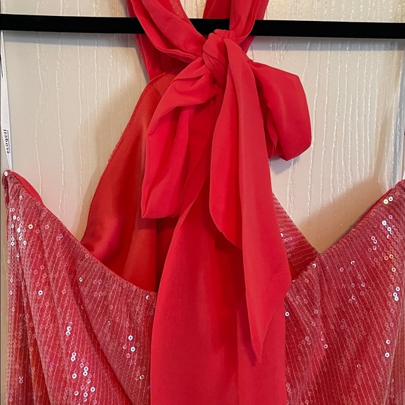 Eloquii Vibrant Red and Pink Sequin Backless Dress - Picture 7 of 8